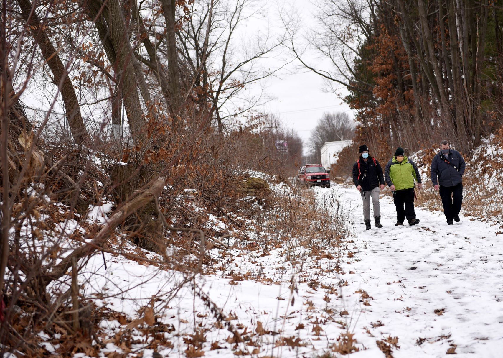 Outreach team on railroad bed